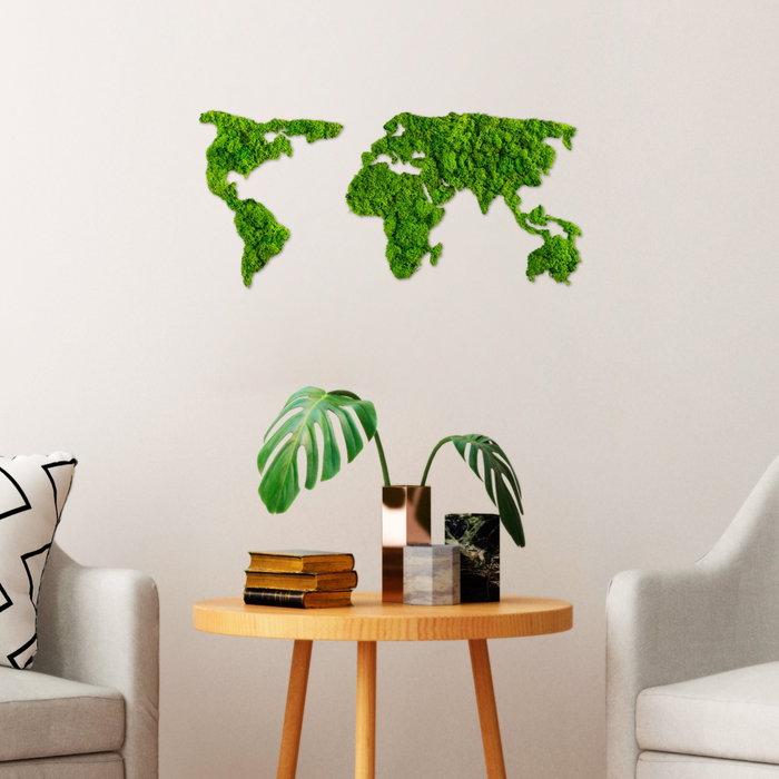 Wallity World Map Escultura de pared Verde